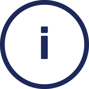 Dark blue icon showing letter i inside circle