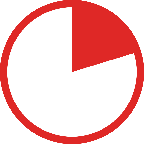 Red and white pie chart icon at 23%
