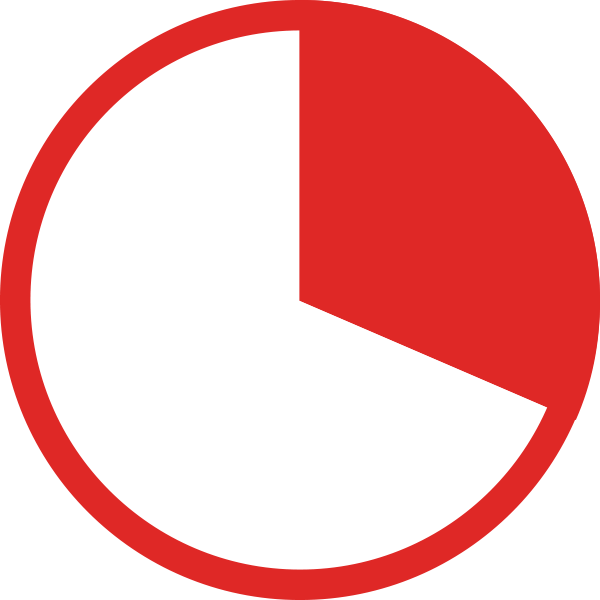 Red and white pie chart icon at 33%