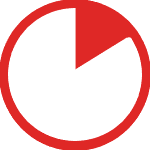 Red and white pie chart icon at 18%