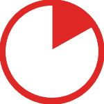 Red and white pie chart icon at 19%