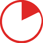 Red and white pie chart icon at 20%