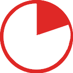 Red and white pie chart icon at 22%