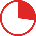Red and white pie chart icon at 29%