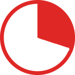 Red and white pie chart icon at 32%