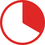 Red and white pie chart icon at 35%