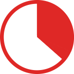 Red and white pie chart icon at 37%