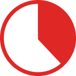 Red and white pie chart icon at 39%