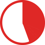 Red and white pie chart icon at 45%